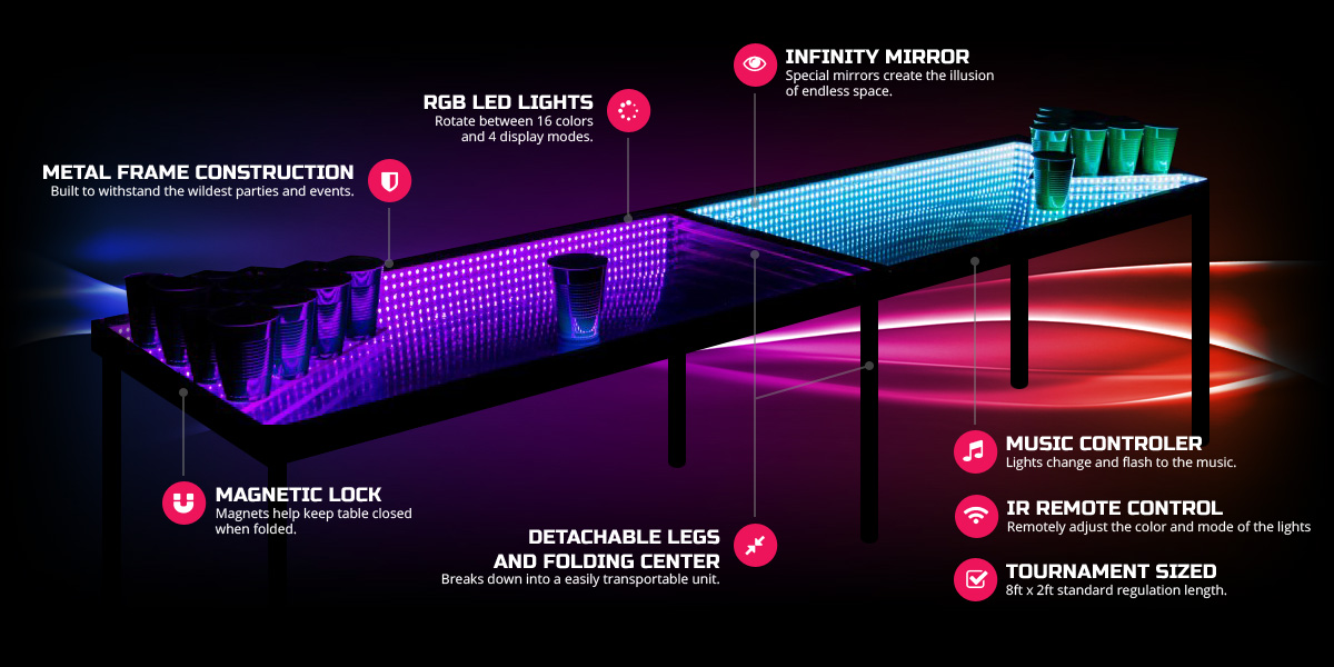 Infinity Glow Beer Pong Table